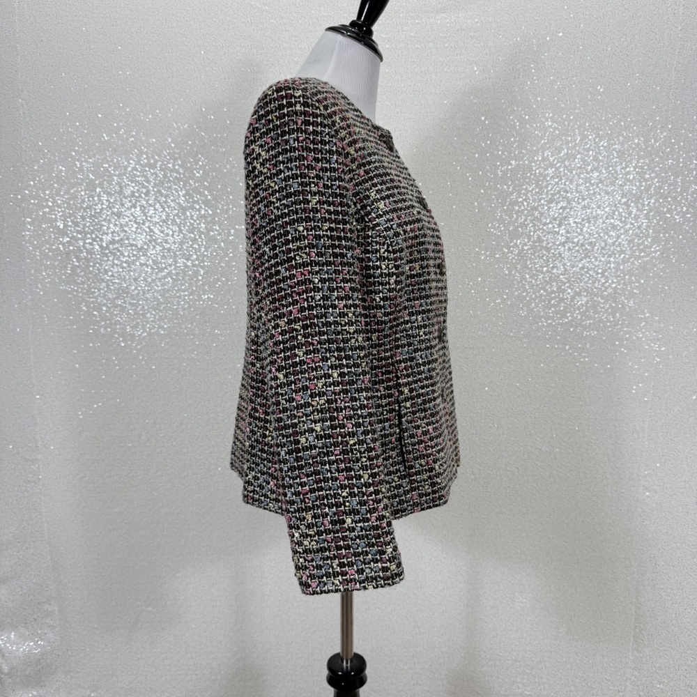 Koret Petite Tweed Blazer Jacket 14P Multicolor Pastel Bouclé Lined Career Coat - Picture 9 of 13
